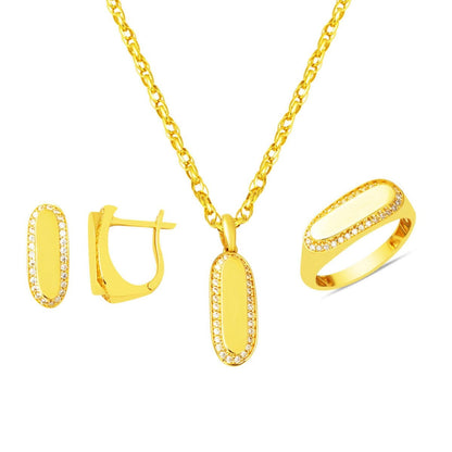 14K Yellow Gold High Polish Mini 3-Piece Cubic Zirconia Set