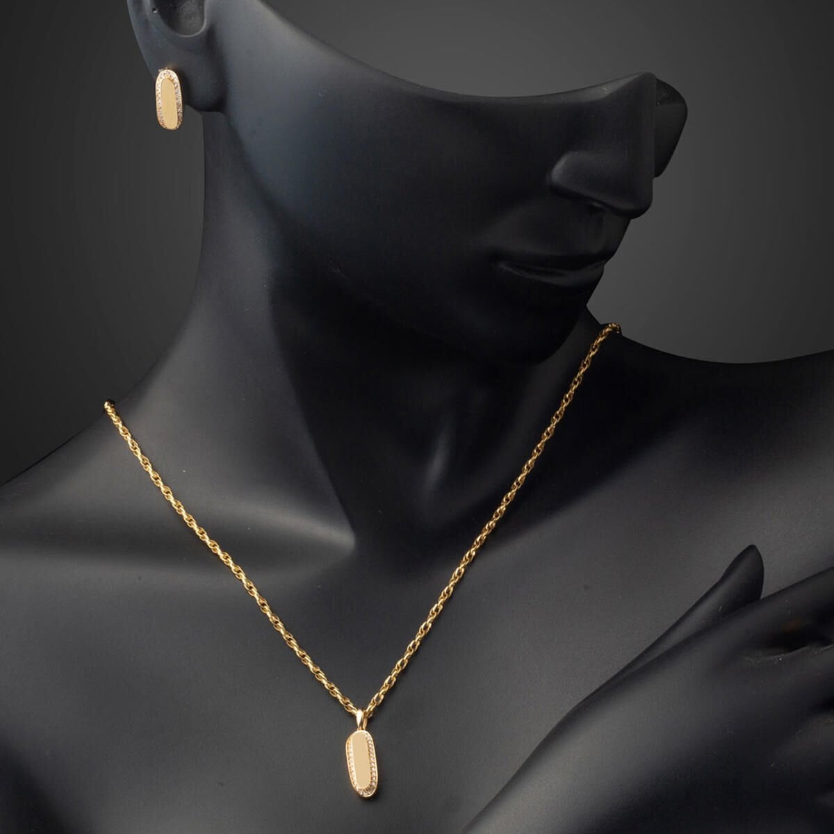 14K Yellow Gold High Polish Minimalist Double Cubic Zirconia Set