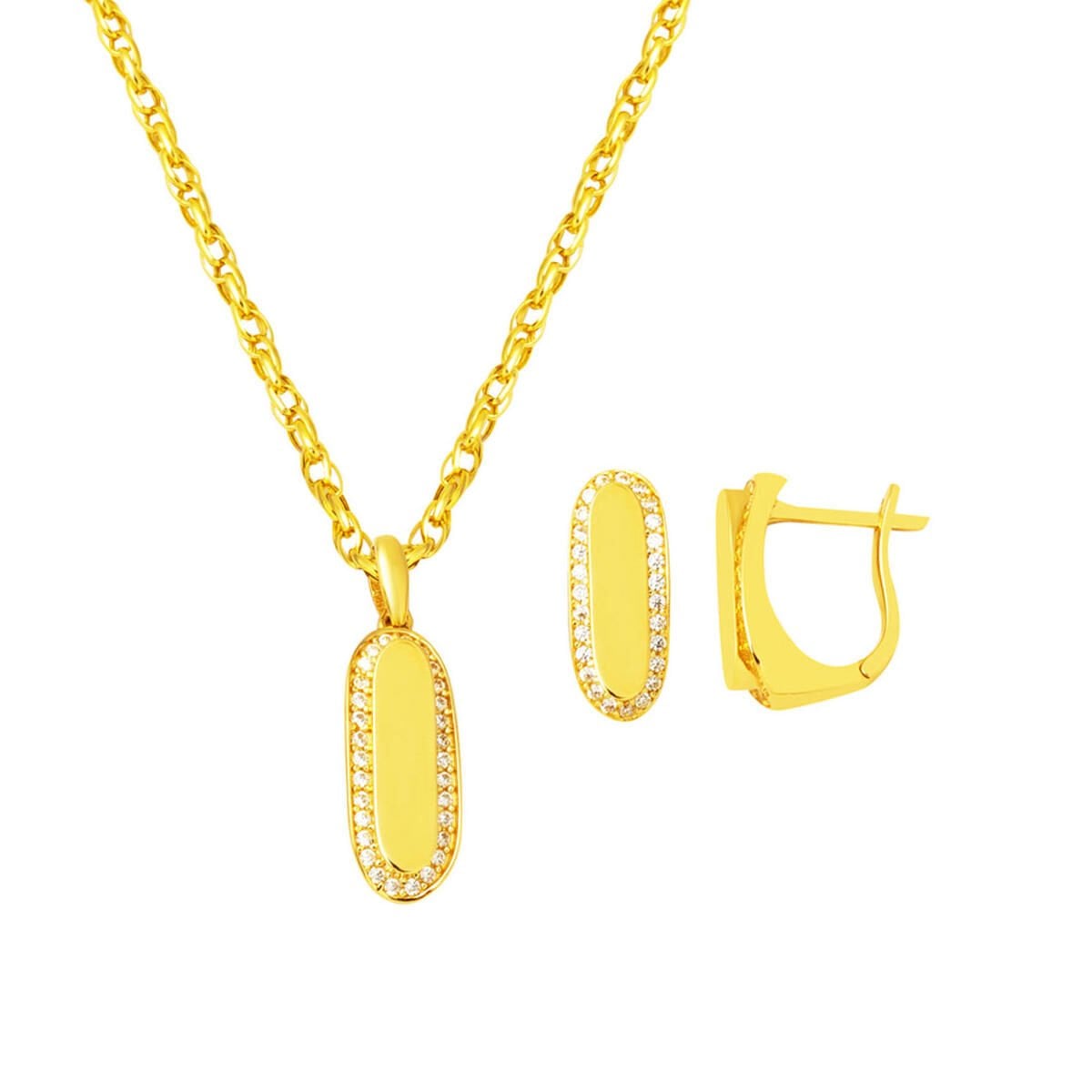 14K Yellow Gold High Polish Minimalist Double Cubic Zirconia Set