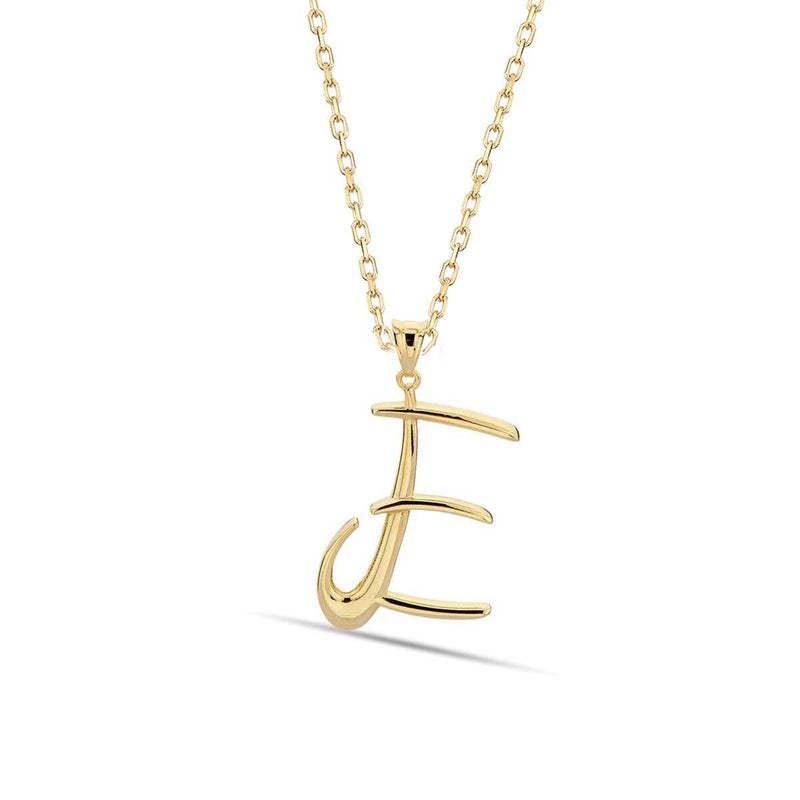 14K Yellow Gold Initial E Necklace