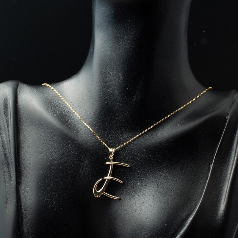14K Yellow Gold Initial E Necklace