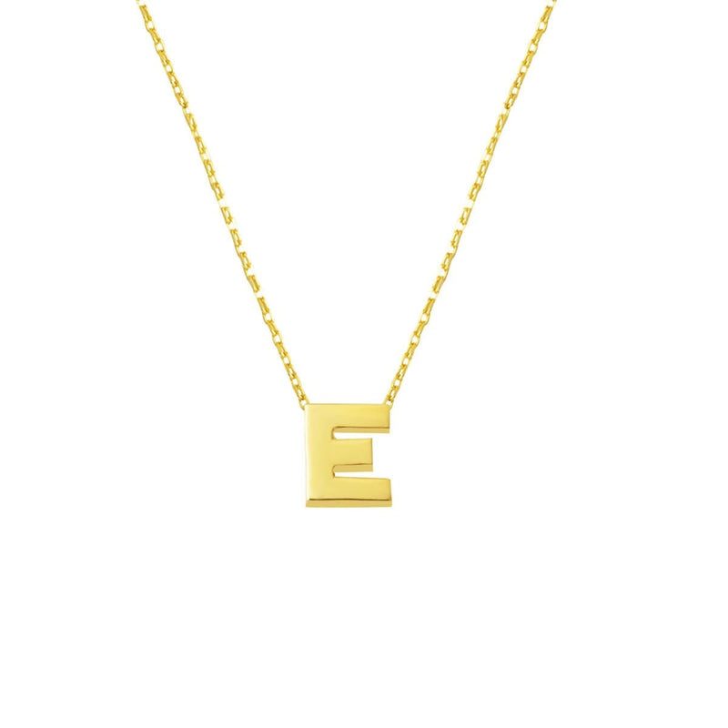 14K Yellow Gold Minimalist Initial E Necklace
