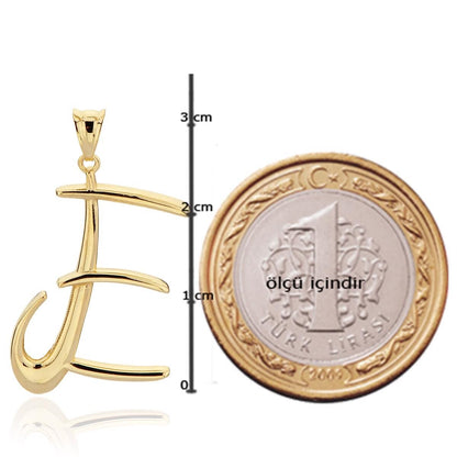 14K Yellow Gold Initial E Pendant