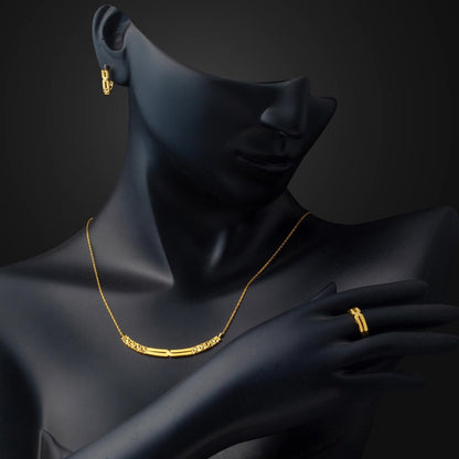 22K Yellow Gold Belt 3-Piece Jewelry Set
