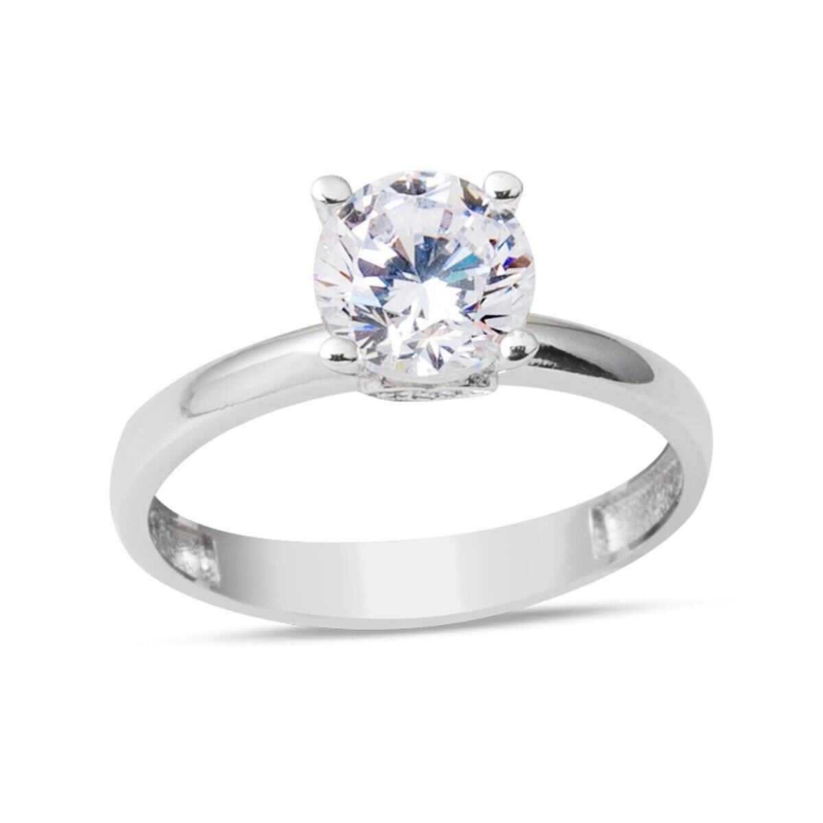 14K White Gold Solitaire Cubic Zirconia Ring (2.31 g)