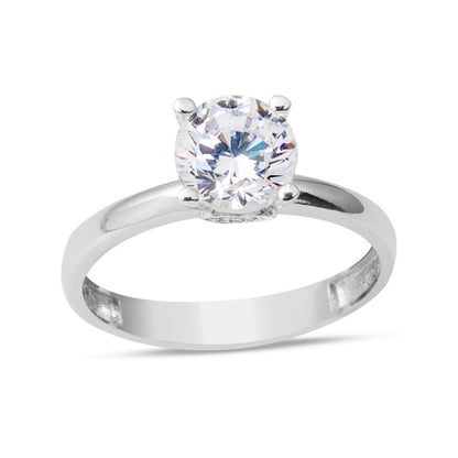 14K White Gold Solitaire Cubic Zirconia Ring (2.31 g)