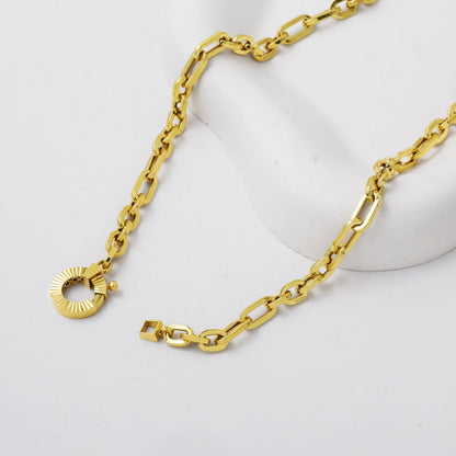 14K Yellow Gold Hoop Lock Chain Jewelry Set