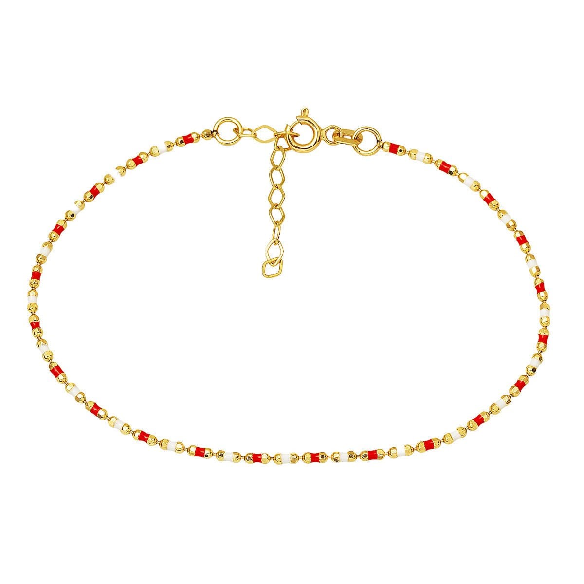 14K Yellow Gold Rose Enamel Bracelet
