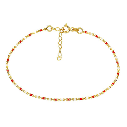 14K Yellow Gold Rose Enamel Bracelet