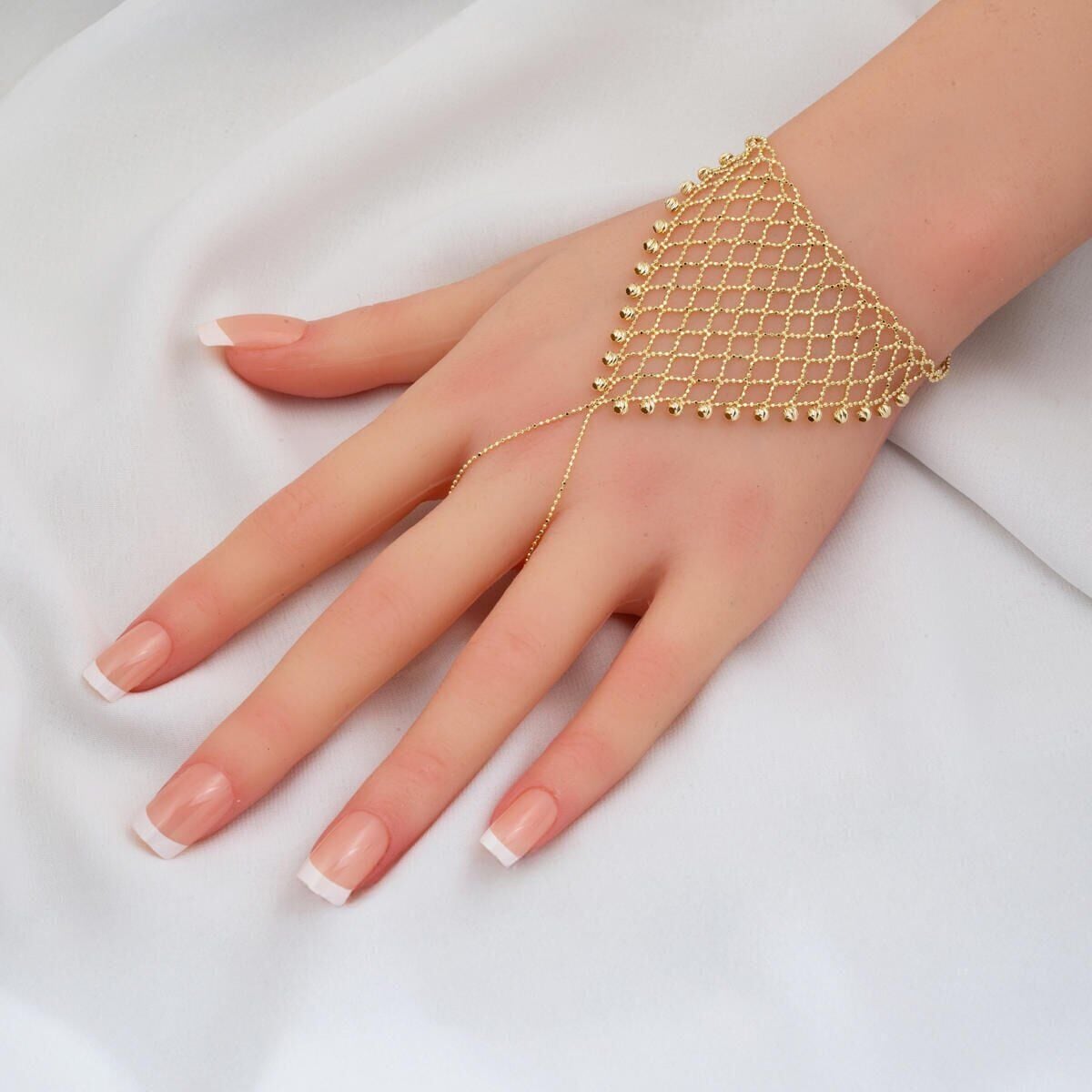 14K Yellow Gold Bead Braided Shahmaran Bracelet