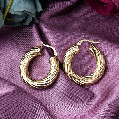 14K Yellow Gold The Bomb 3.2 cm Diameter Hoop Earrings