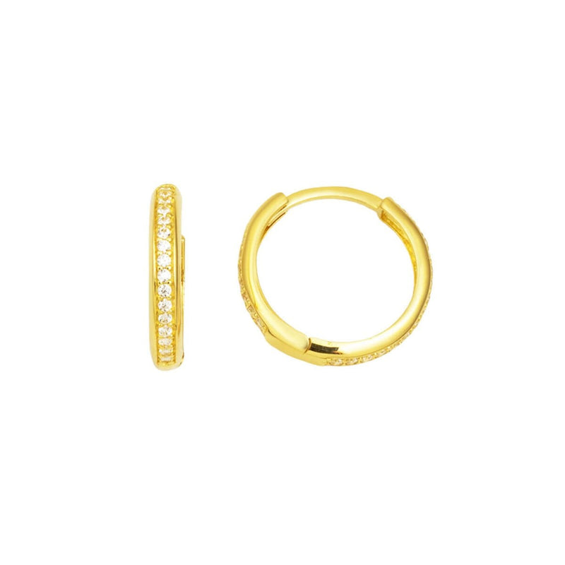 14K Yellow Gold Full Eternity Hoop Cubic Zirconia Earrings