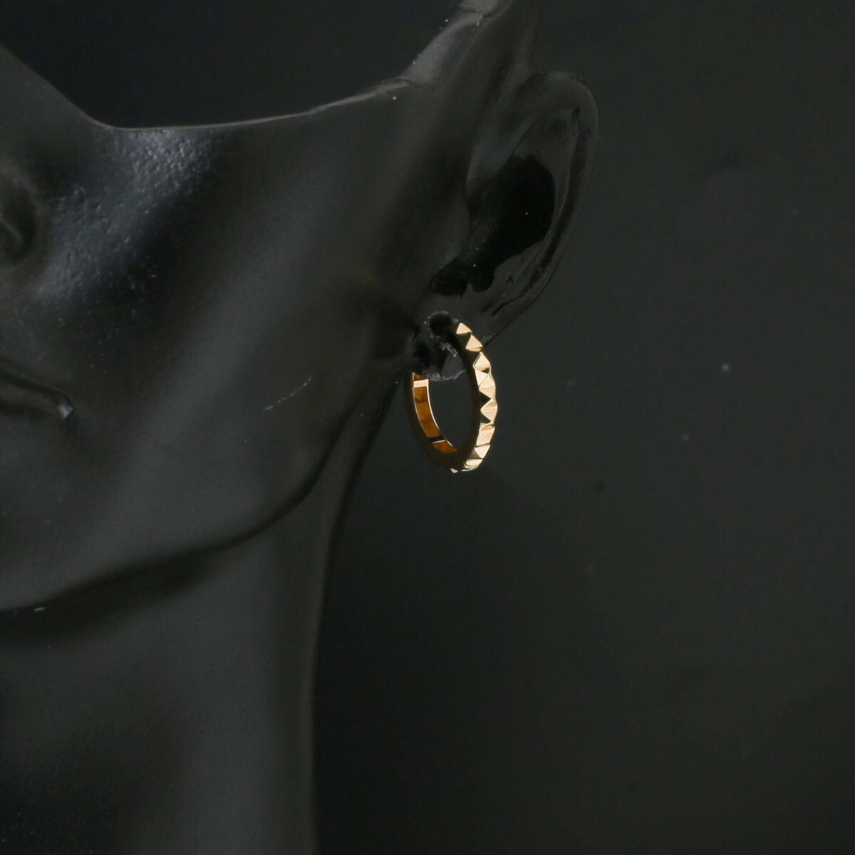 14K Yellow Gold Minimalist Notched Hoop Earrings