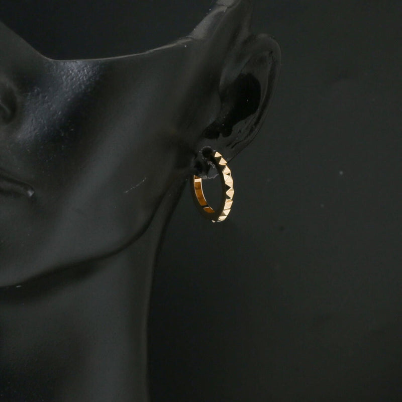 14K Yellow Gold Minimalist Notched Hoop Earrings