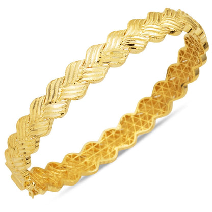 14K Yellow Gold Italian Twisted Hinged Cuff Bangle (11.93 g)