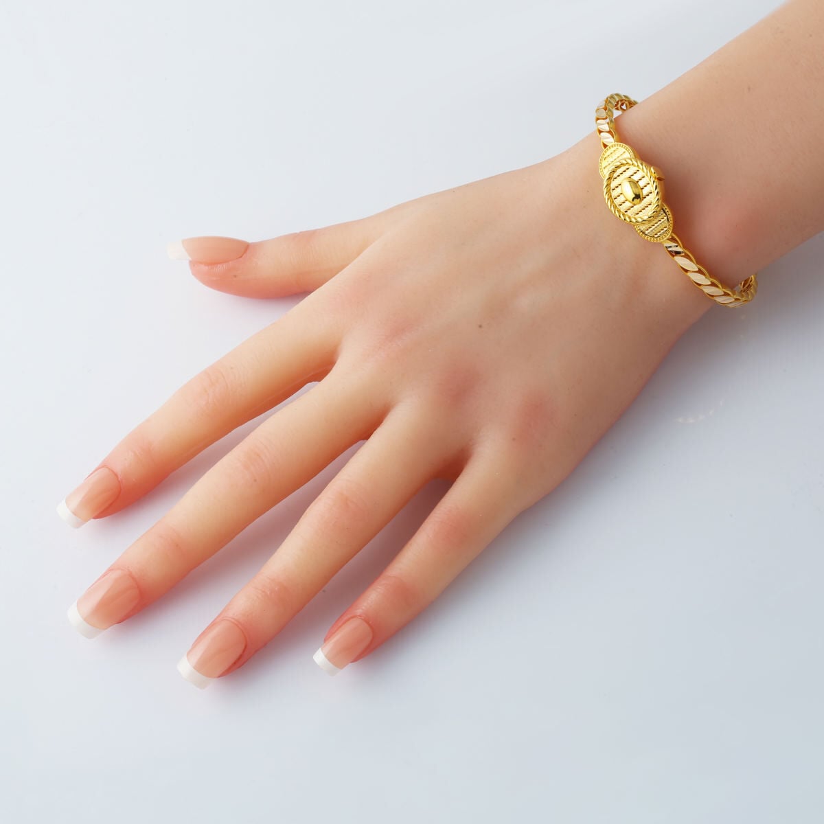 14K Yellow Gold Twisted Indian Style Hinged Cuff Bangle