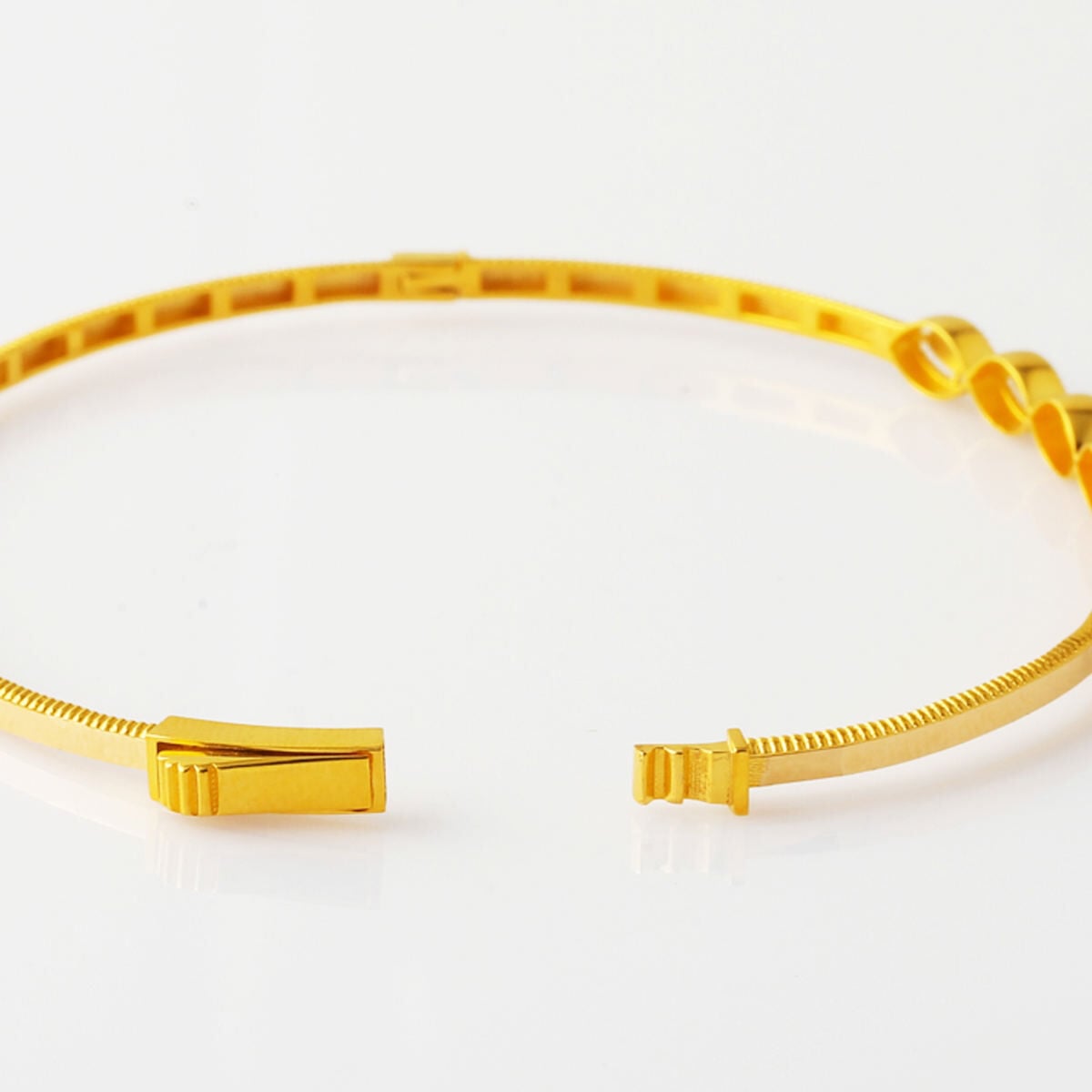 14K Yellow Gold Ajda Hand Engraved Hinged Cuff Bracelet