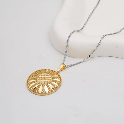 14K Yellow Gold Laurel Flower of Life Pendant