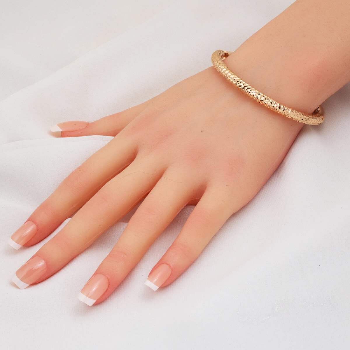 14K Rose Gold Sparkling Hinged Cuff Bangle (11.75 g)