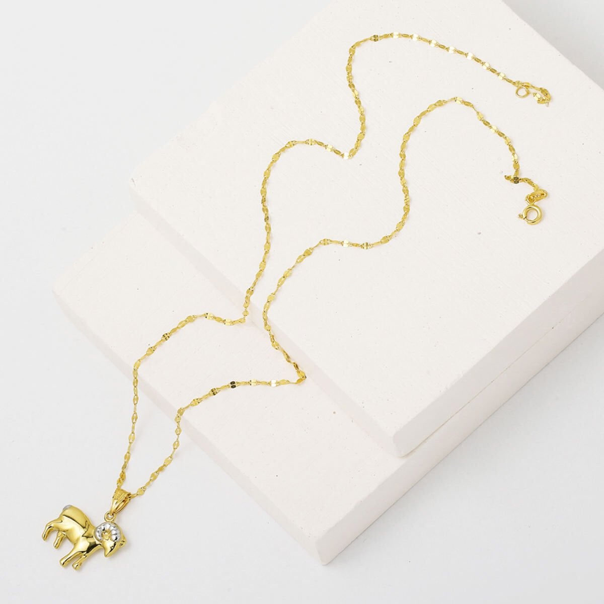 14K Yellow Gold Aries Zodiac Pendant