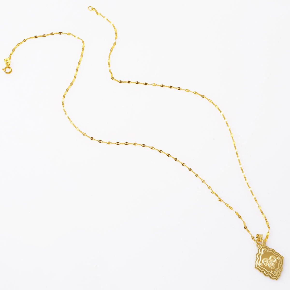 14K Yellow Gold Retro Aries Zodiac Necklace