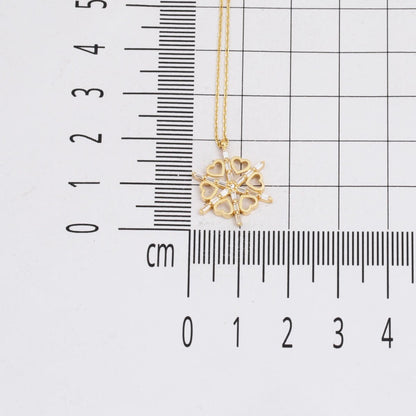 14K Yellow Gold Heart Snowflake Cubic Zirconia Necklace (2.14 g)