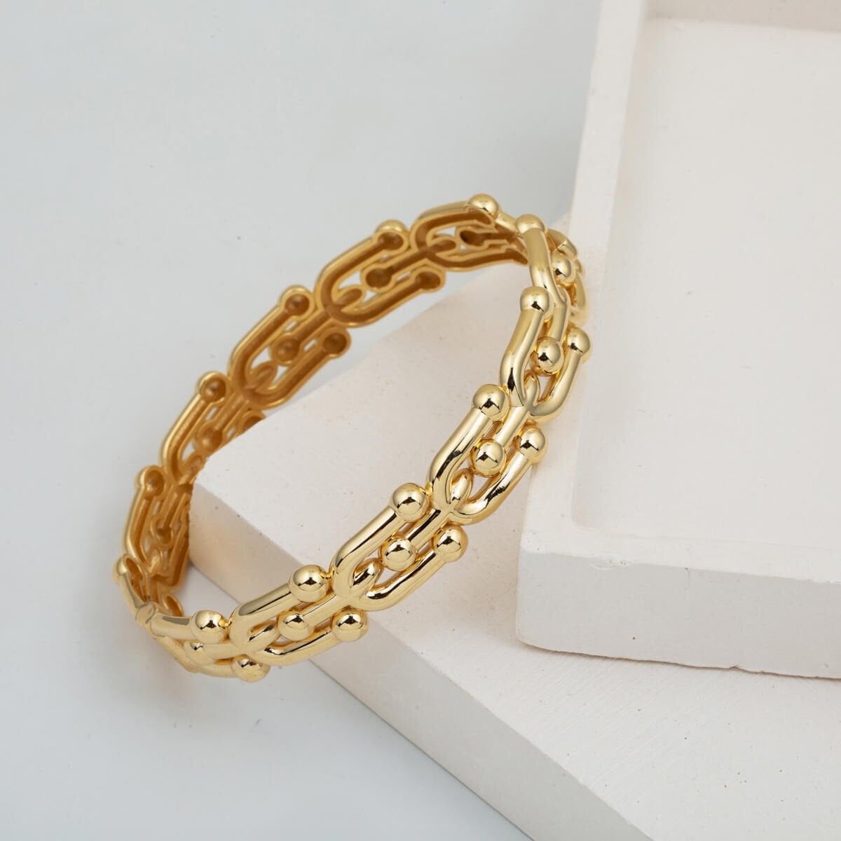 14K Yellow Gold Designer Inspired Hinged Cuff Bangle (13.52 g)