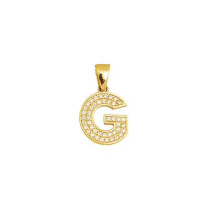 14K Yellow Gold G Initial Cubic Zirconia Pendant