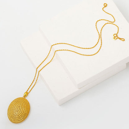 14K Yellow Gold Medallion Oval Bridal Necklace