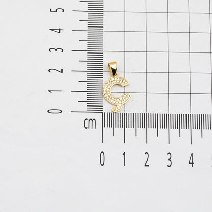 14K Yellow Gold Initial C Cubic Zirconia Pendant (1.26 g)