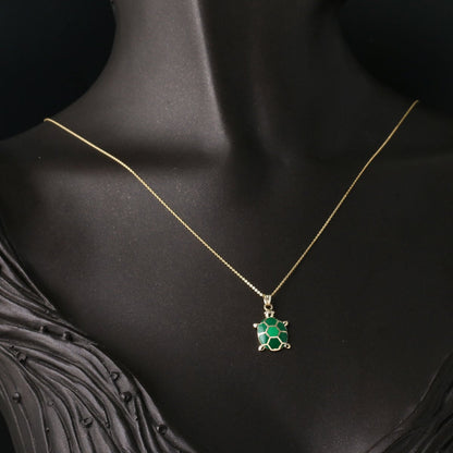 14K Yellow Gold Turtle Enamel Pendant
