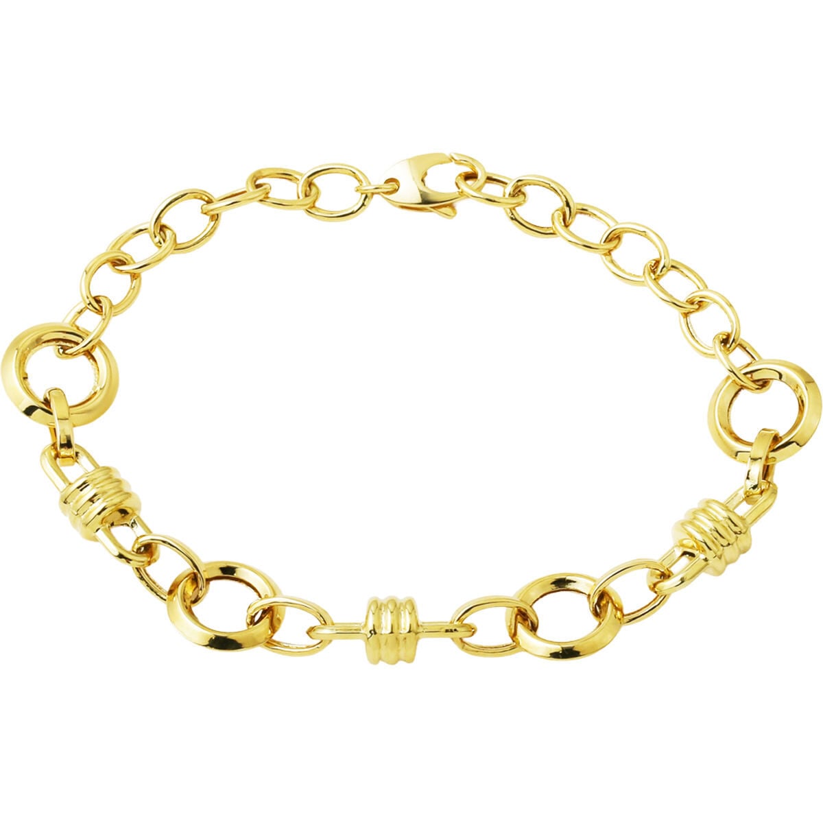 14K Yellow Gold Hoop Chain Link ID Bracelet