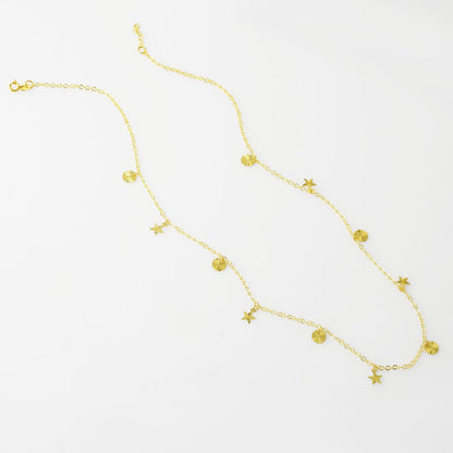 14K Yellow Gold Sparkling Star Lightweight Necklace
