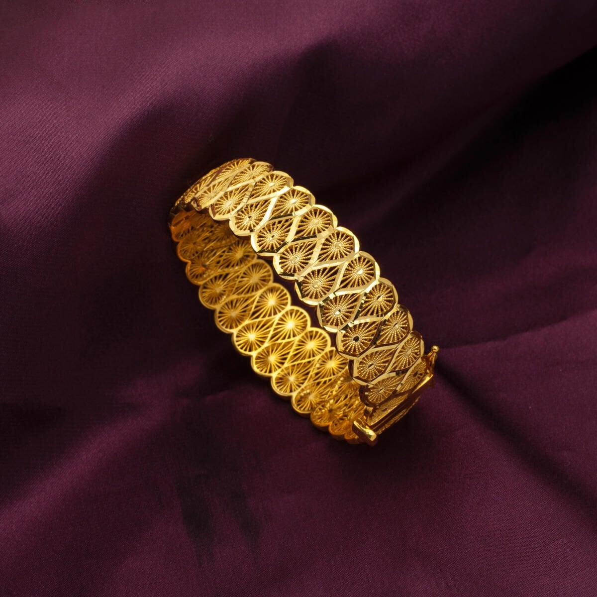 22K Yellow Gold Teardrop Hinged Cuff Bracelet