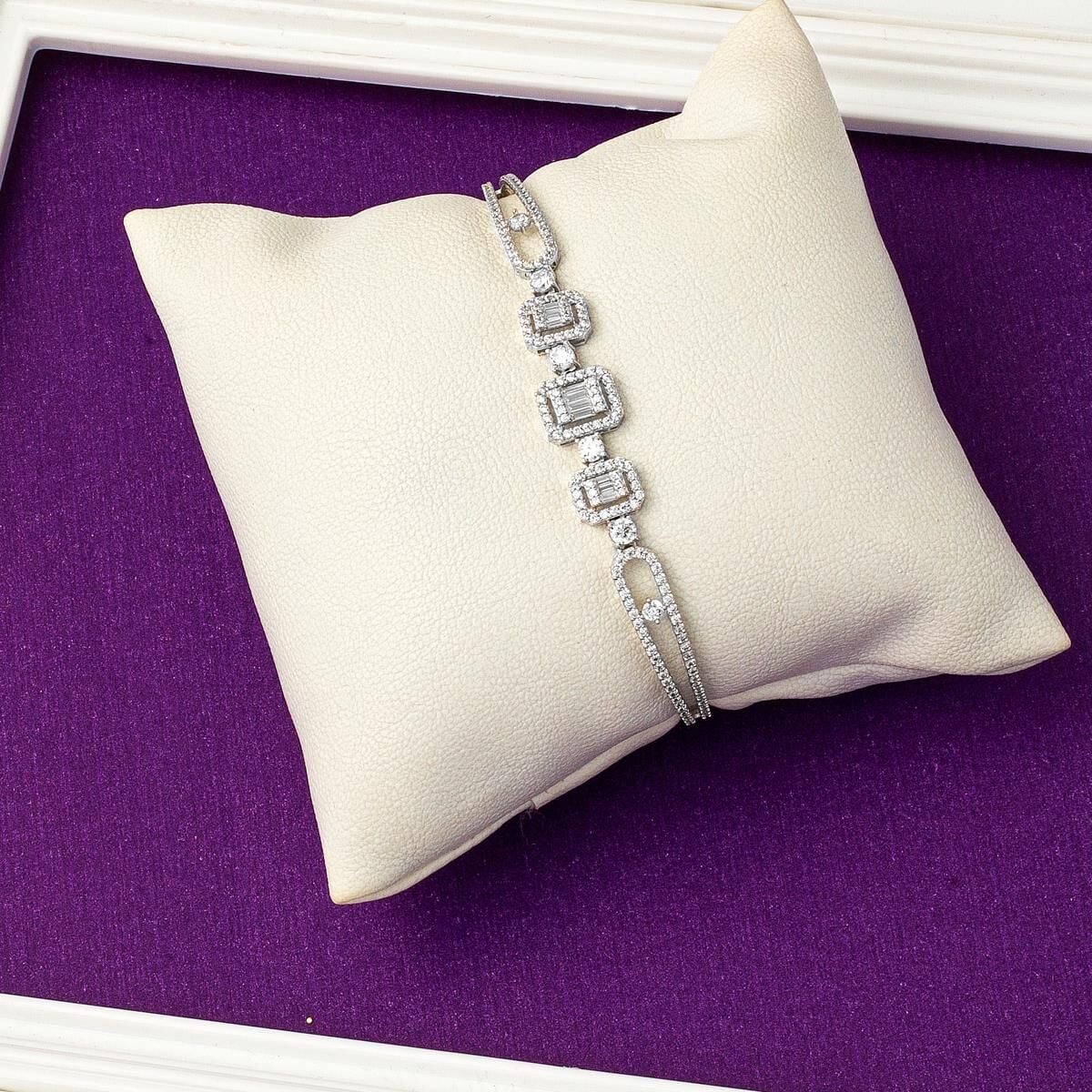 14K White Gold Favorite Baguette Cubic Zirconia Bracelet