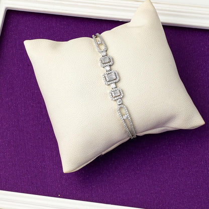 14K White Gold Favorite Baguette Cubic Zirconia Bracelet