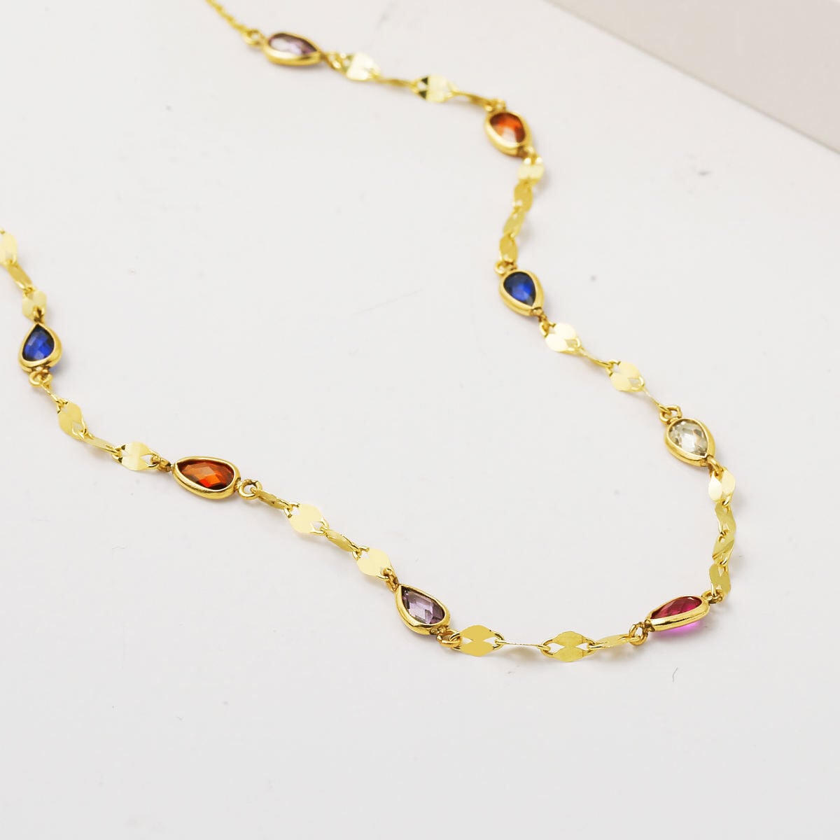 14K Yellow Gold Colored Teardrop Cubic Zirconia Necklace