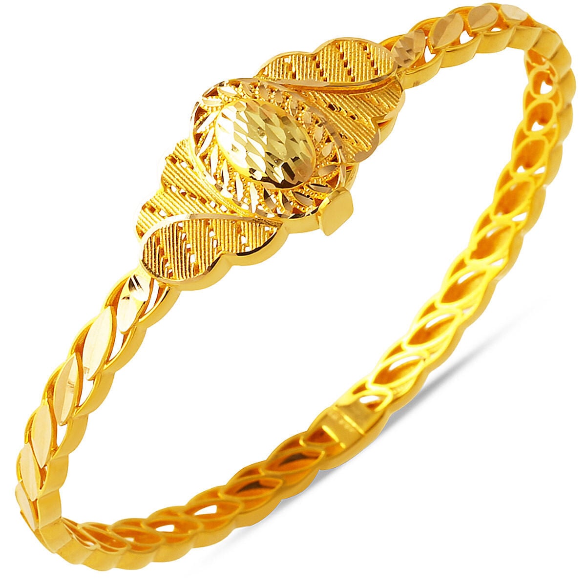 14K Yellow Gold Nazende Twisted Indian Style Bangle