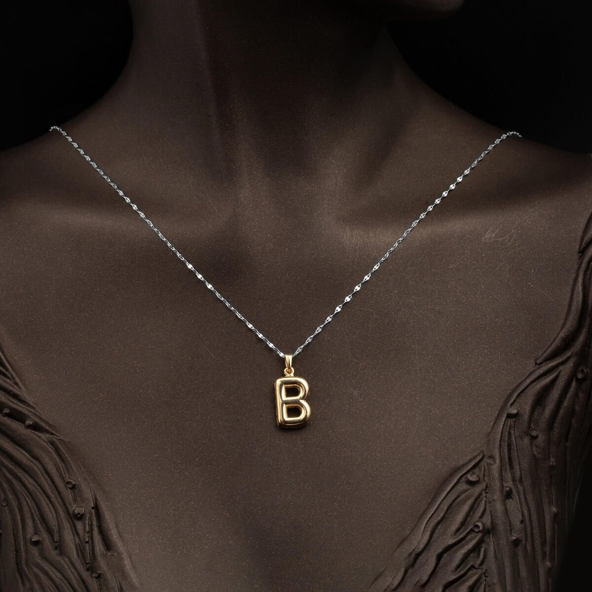 14K Yellow Gold Balloon Initial B Pendant