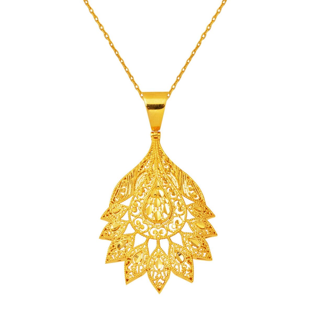22K Yellow Gold Indian Style Motif Necklace