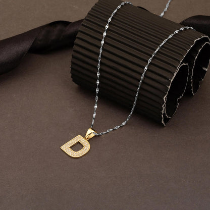 14K Yellow Gold D Initial Cubic Zirconia Pendant
