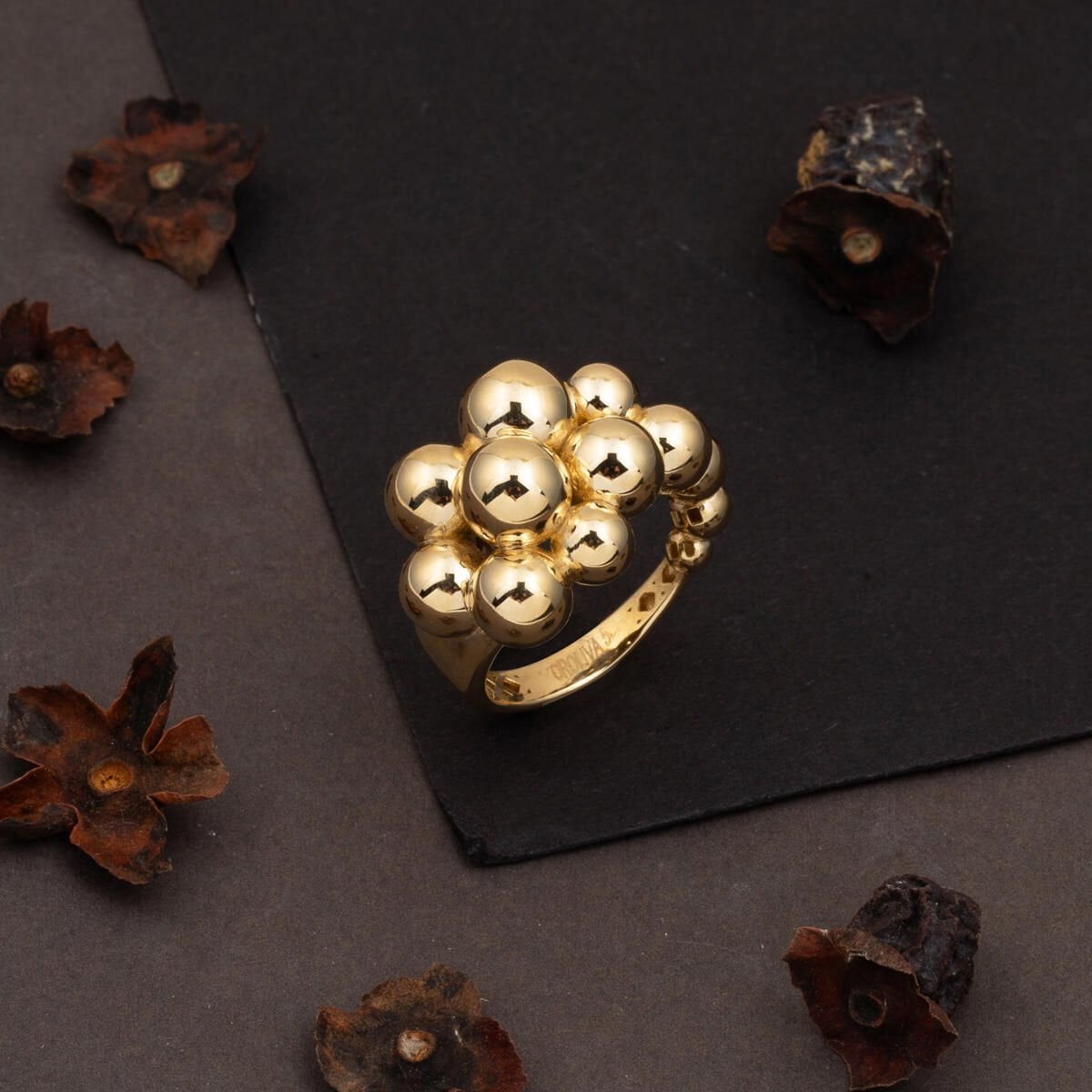 14K Yellow Gold Cluster Ring