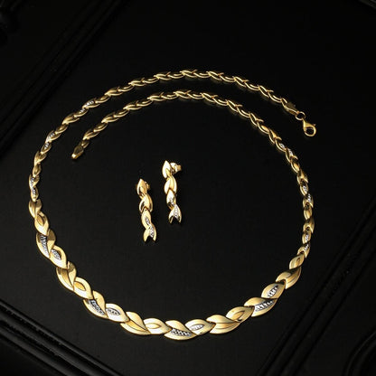 14K Yellow Gold Handcrafted Necklace Bracelet and Earrings Set