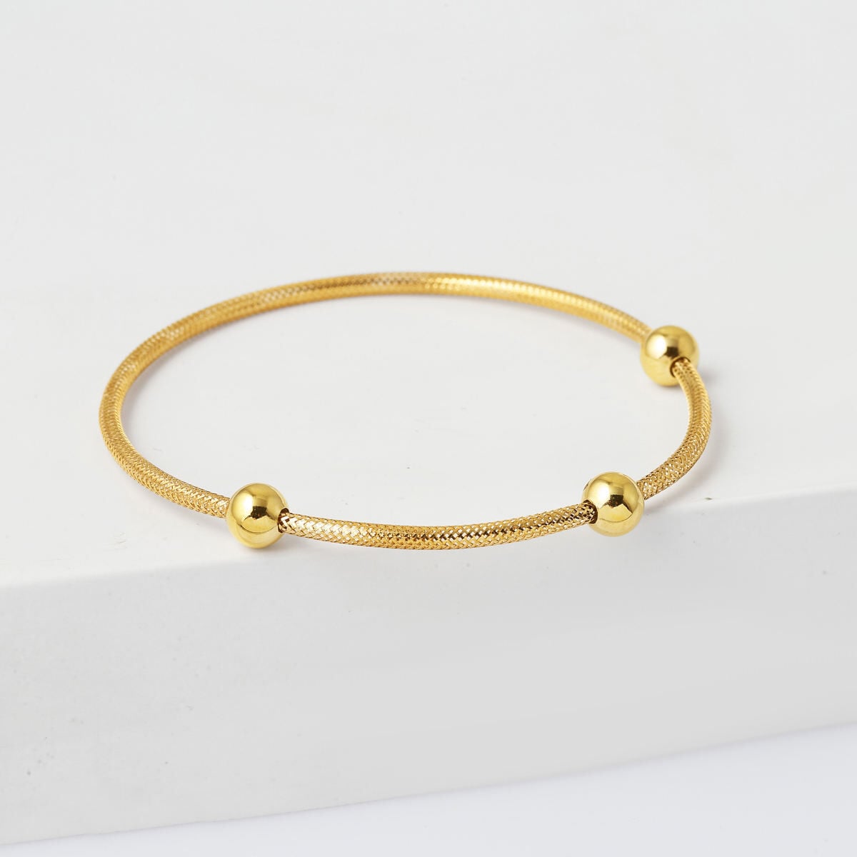 14K Yellow Gold Italian Bead Flexible ID Bracelet