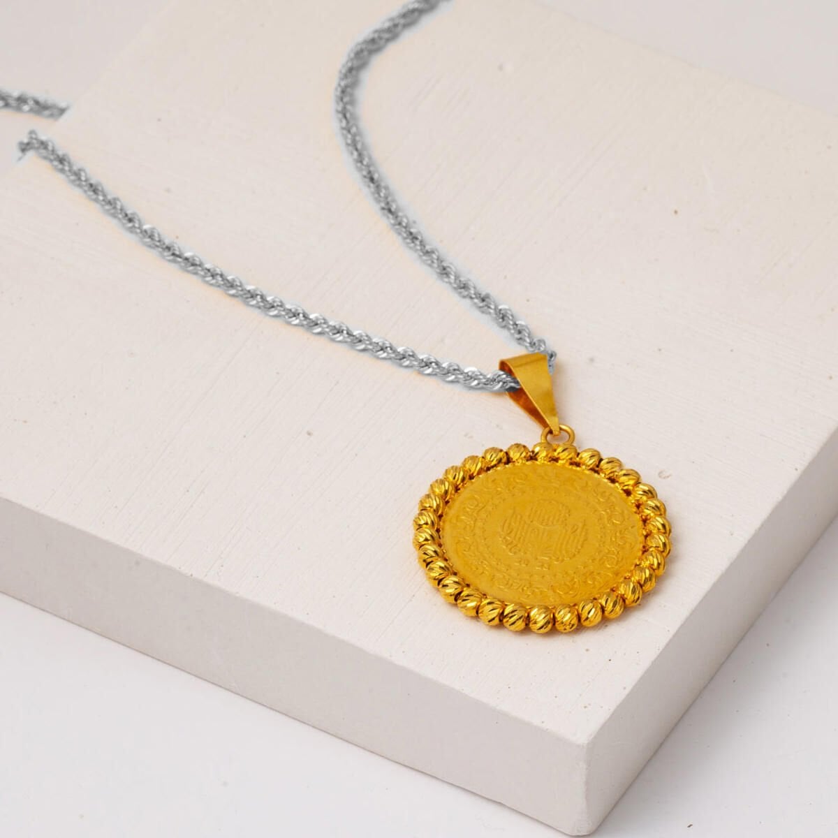 22K Yellow Gold Half Coin Pendant