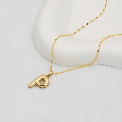 14K Yellow Gold Balloon Initial P Necklace