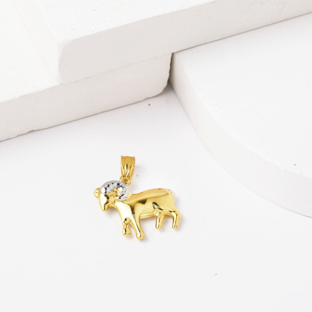 14K Yellow Gold Aries Zodiac Pendant