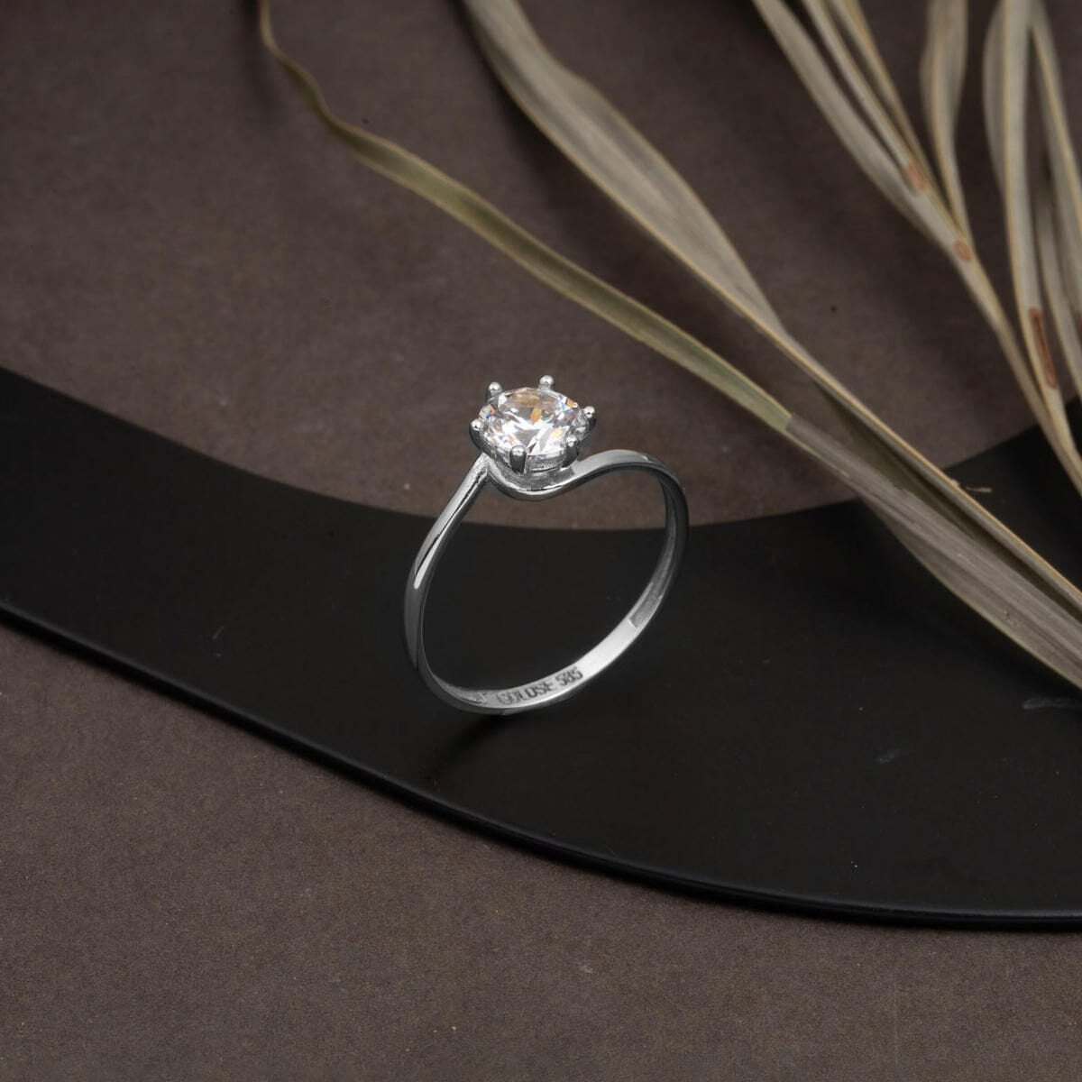 14K White Gold Solitaire Cubic Zirconia Ring