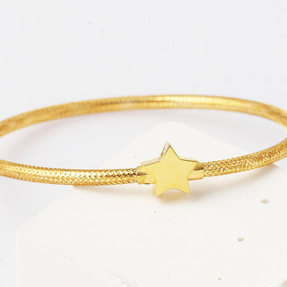 14K Yellow Gold Star Flexible Children's Bangle