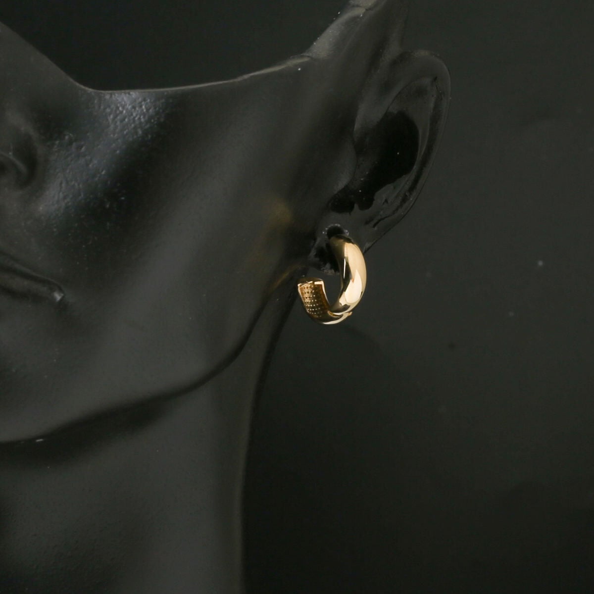 14K Yellow Gold Wide Puffed Hoop Earrings
